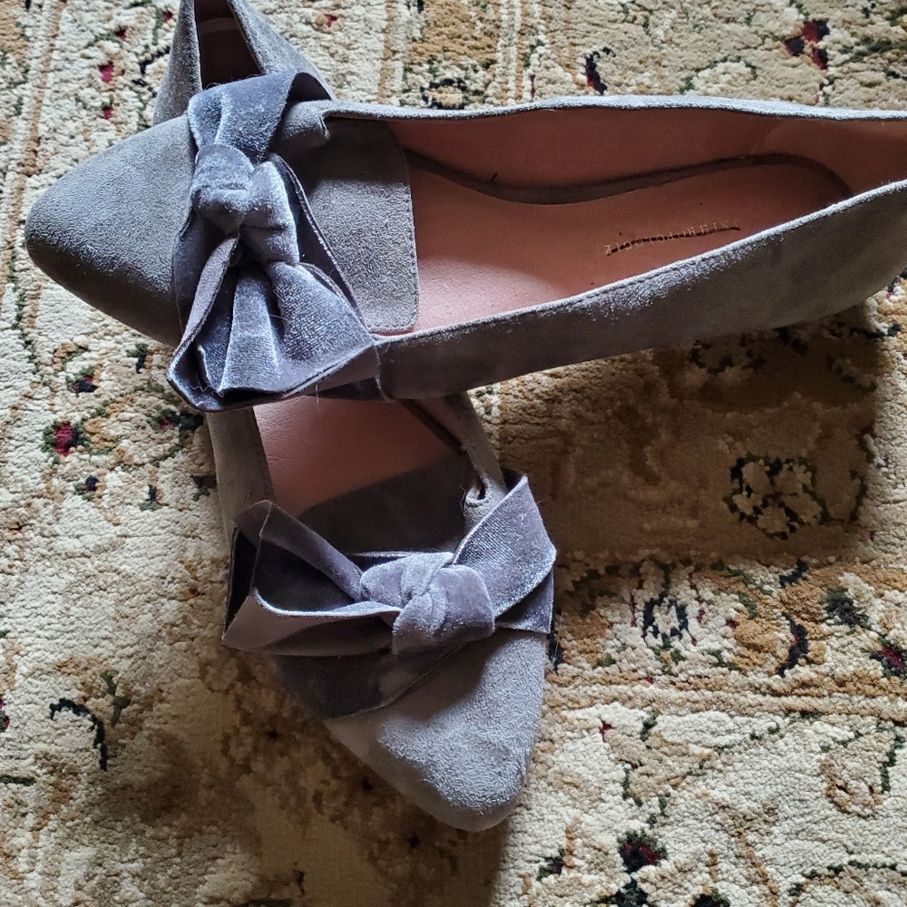 Anthropologie Grey Suede Flats